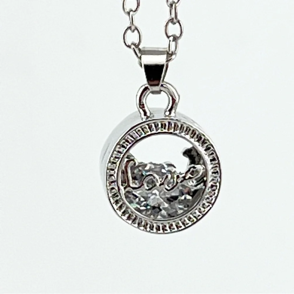 Swarovski Crystal Love Pendant Necklace Rhodium